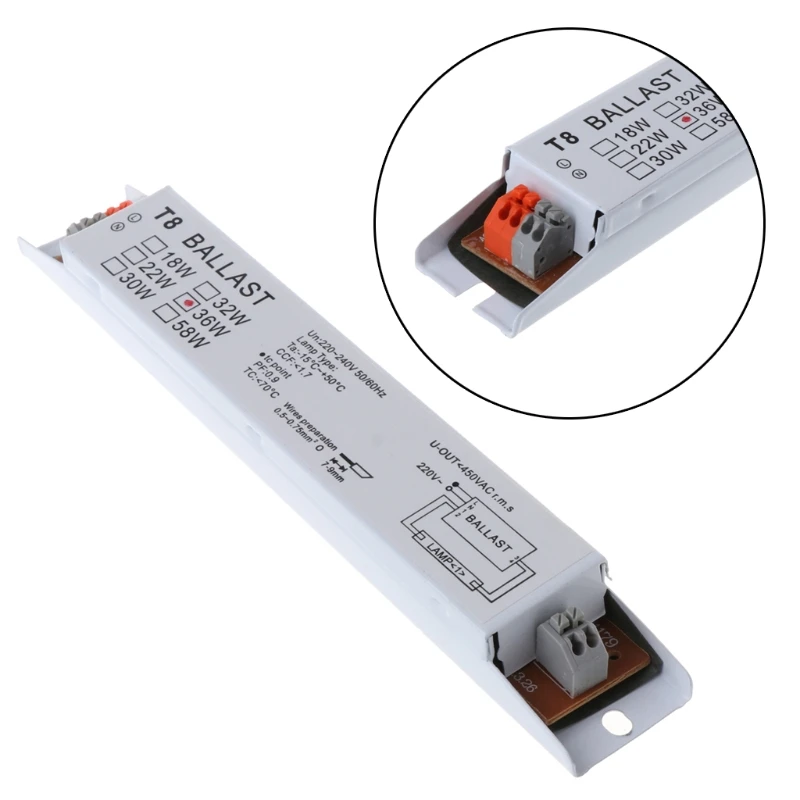 Balasto electrónico T8 de amplio voltaje, 1 unidad, 220-240V CA, 36W, balastos fluorescentes para lámparas