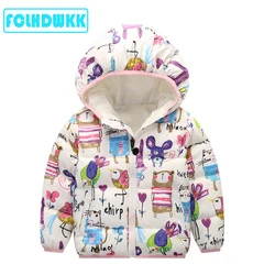 Baby Girls Jackets 2018 Autumn Winter Jacket For Girls Coat Parka Kids Warm Floral Hooded Children Outerwear Coat For Clothes