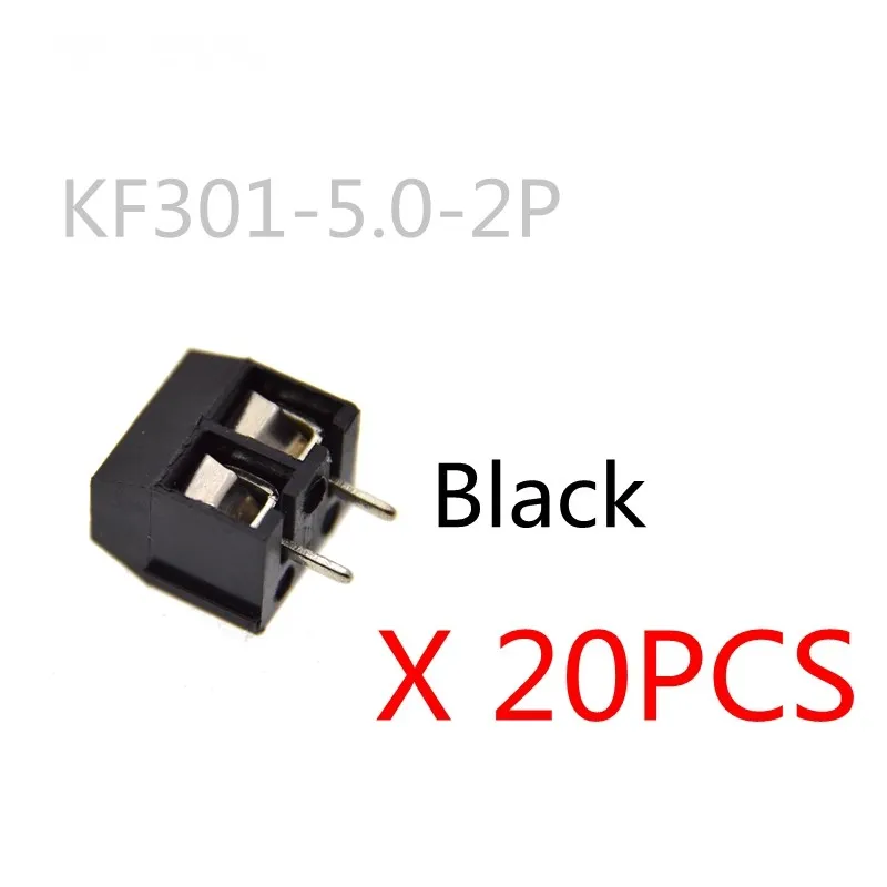 20PCS/LOT KF301-2P KF301-5.0-2P KF301 Screw 2Pin 5.0mm Straight Pin PCB Screw Block black