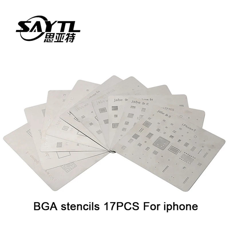17PCS/lot  BGA Reballing Stencil dedicate kit for iphone XS Max XR X 8 7 6s 6 plus SE 5S 4S 4 IC Chip Rework Repair Tools