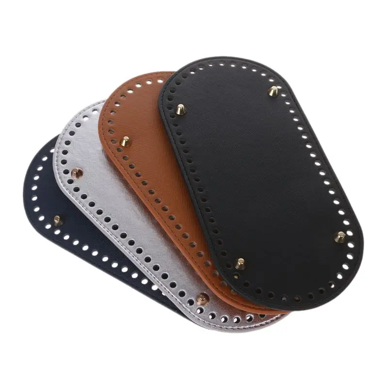 

Bottom for Knitting Bag PU Leather Accessories for Knitting Oval Bottom with Holes Diy Bag Leather Long Bottom 25x12cm KZBT008