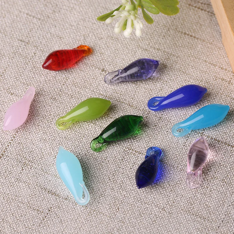 5pcs/lot 7mmx20mm Lampwork Glass Beads Water Drop Colored Glass Beads Big Hole 2mm Bead for Necklace Earrings DIY Jewelry Making