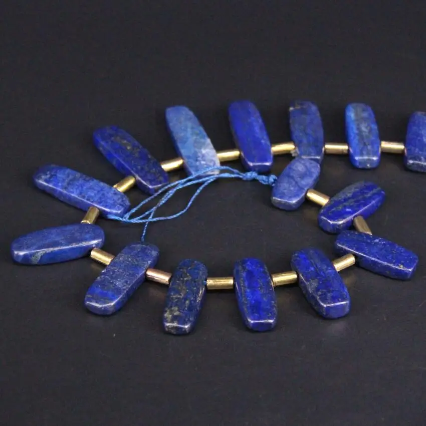 Approx20PCS/strand Top Drilled Lapis Lazuli Slice Stick Loose Beads,Natural Gems Stone Slab Nugget Pendants Jewelry Making