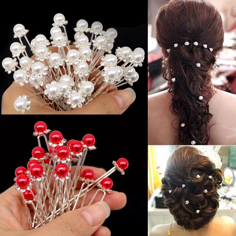 1/ 5/ 12 /20Pcs Fashion Crystal Pearl Wedding Hair Pins Flower Bridal Hairpins Bridesmaid Hair Clips Hair Accessories Barrettes