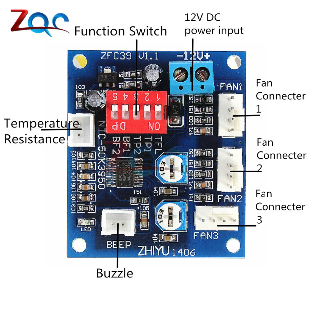 DC 12V 5A PWM PC Fan Temperature Manumotive Speed Controller Module CPU High-Temp Alarm With Buzz Probe For Arduino Heat Sink