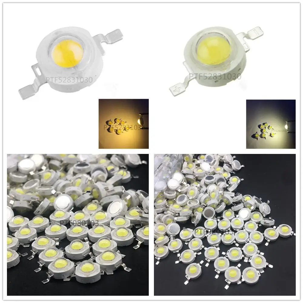 

100PCS 1W 3w High power LED Lamps white6000-6500K /warm white3000-3500K 30mil 45mil Chips high light lights