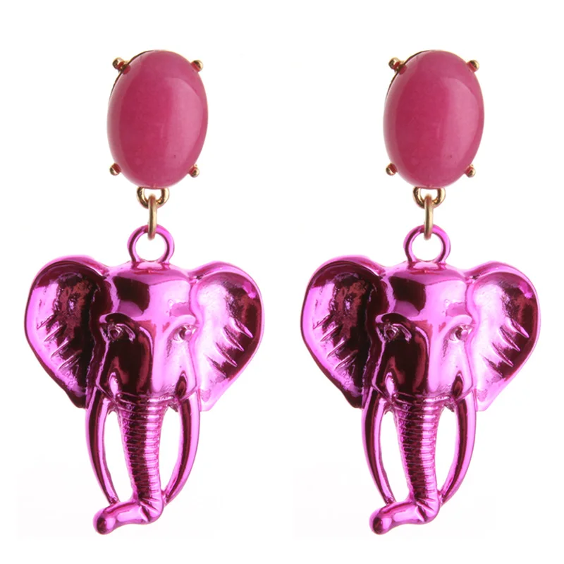 NeeFu WoFu Natural Stone Drop Earrings Elephant Earring Lion Head Big Earring For Woman Large Long Brinco Ear Oorbellen Gift