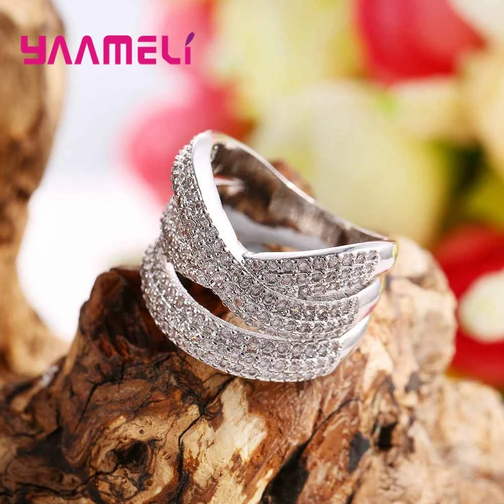 Hot Top Quality Fashion 925 Sterling Silver Rings For Women/Girls With Cross X Shape Elegant Casual AAA+ Valentine's Day Present