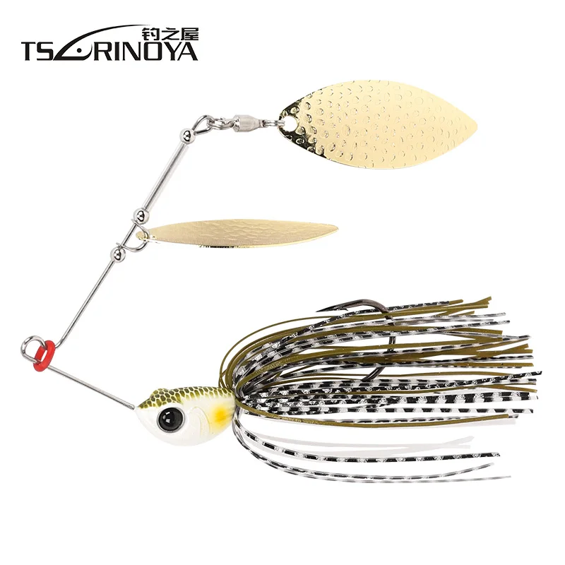 1pcs TSURINOYA 7g/10g Spinner Bait with Brass Fishing Spoon Lure Metal Jig Jigging lure Swimbait Spinnerbait