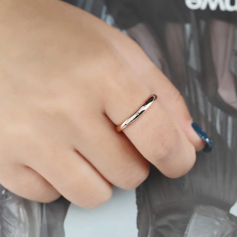 New design Love U For Infinite Shaped Curved Ring Stainless Steel Rose Gold Color Saving Personality Trendy Tail Ring For Women