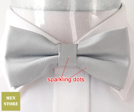 Gray Silver Dots Men Bow tie Pre-tied Tuxedo Necktie Woven Groom Wedding Mariage Party BowTie Neckwear BE004