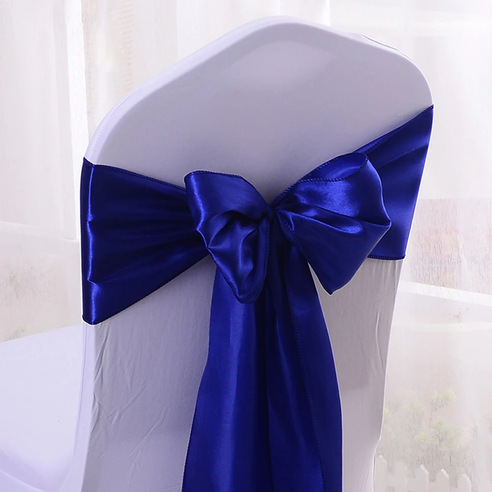 

Wholesales 10PCS Royal Blue Satin Chair Bow Sashes Ribbon Wedding Reception Banquet Decoration 6.7"X 108" (17X275CM) SCSB17304