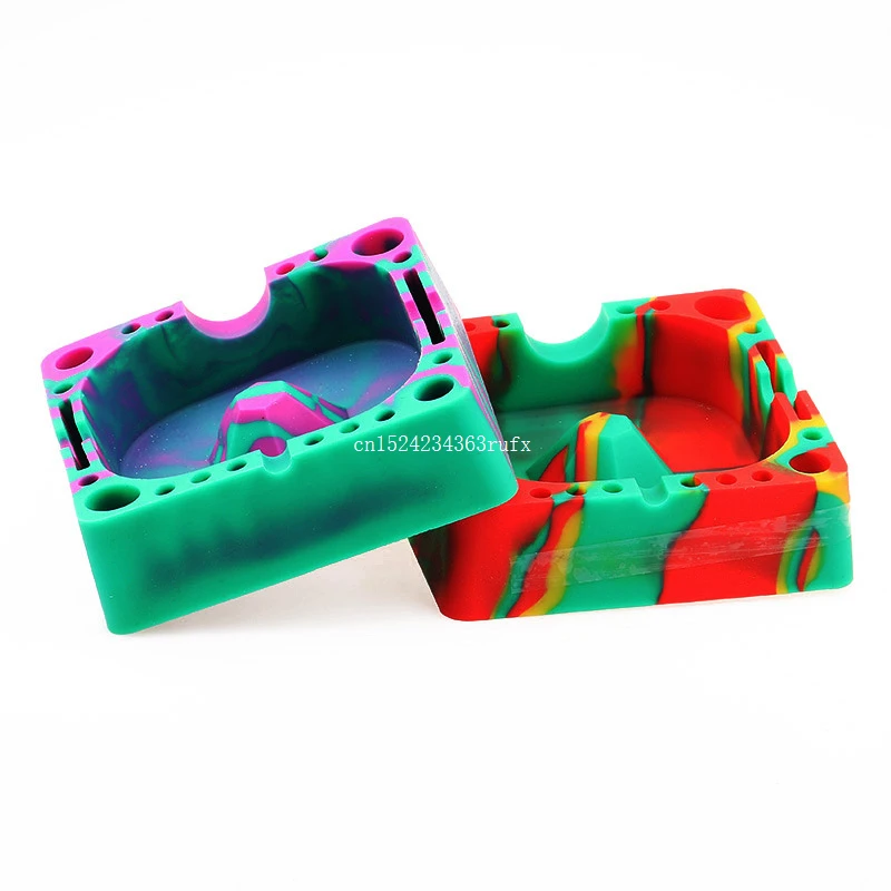 30pcs Rubber Silicone Ashtray Eco-Friendly Square Shatterproof Cigar Ash Trays Cinzeiro Smokeless Holder Wholesale