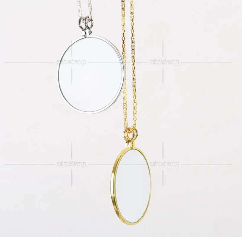 5X 42mm Lens Elegant Necklace Gift Magnifying Glass Hanging decorative metal chain mirror Toy glass lens magnifier for Children