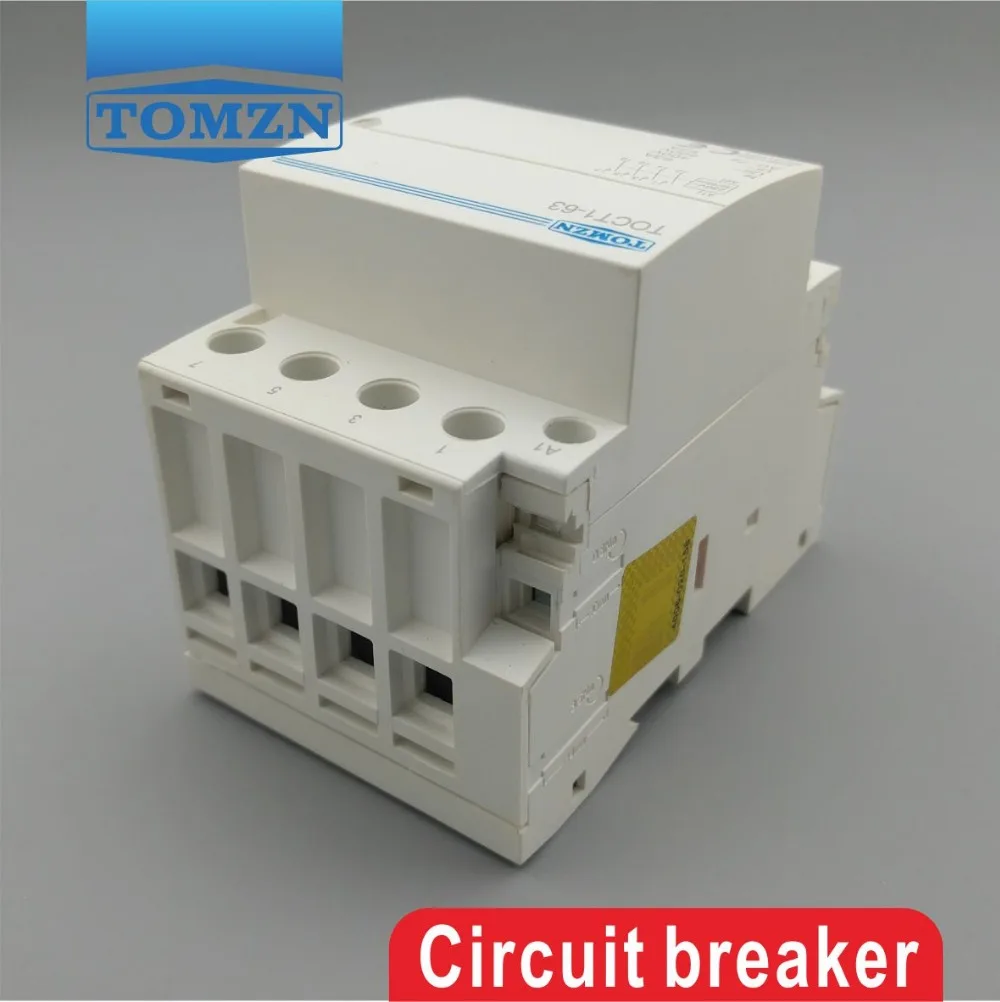 TOCT1 4P 63A 220V COIL 400V~ 50/60HZ Din rail Household ac Modular contactor 4NO