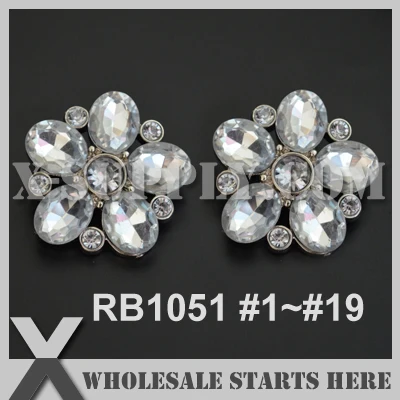 Color Option: RB1051 #1~#19 Star Acrylic Rhinestone Sara Button with Shank for Flower Center,Bridal Headband