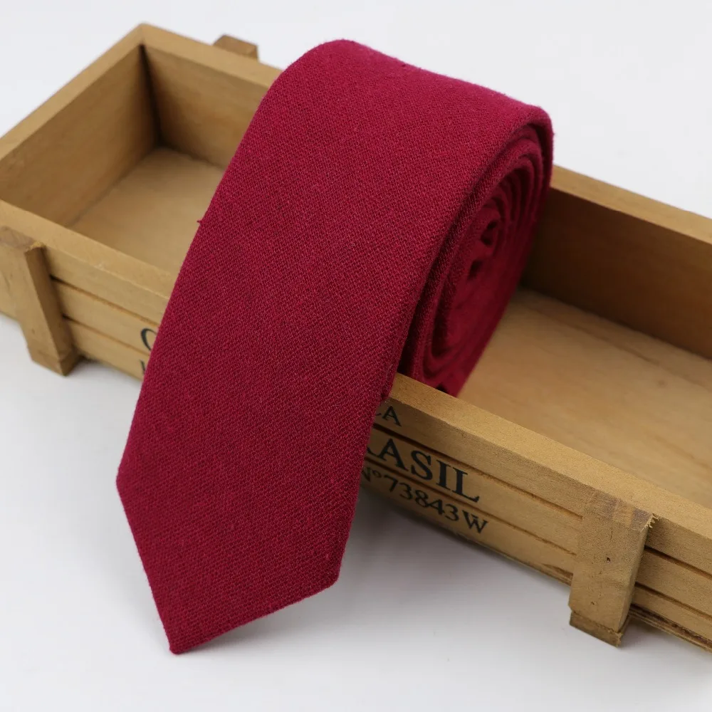 ربطات عنق قطنية للرجال ، لون سادة ، ربطة عنق ضيقة ، ربطة عنق سميكة