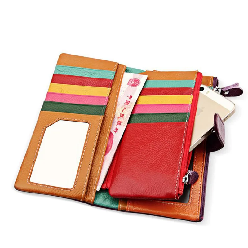 New Genuine Leather Women Wallets Lady Purse Long Colorful Wallet Elegant Fashion Female Women's Clutch With Card Holder