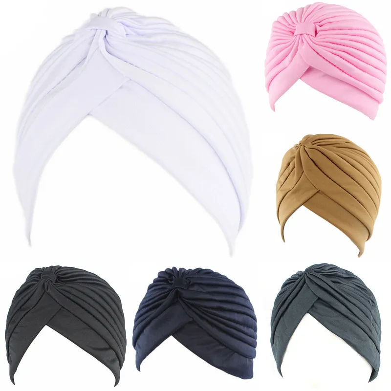 Women Elastic Stretchy Beanies Hat Bandanas Big Satin Bonnet Hijab Cap Hat For Musleim Womens Solid Color Muslim Turban Cap