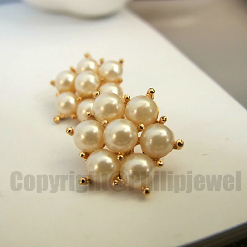 DIY handmade 21mm decoration shallow gold cutout vintage pearl flower gorgeous sew-on ornament shank buttons 30pcsx free shippin