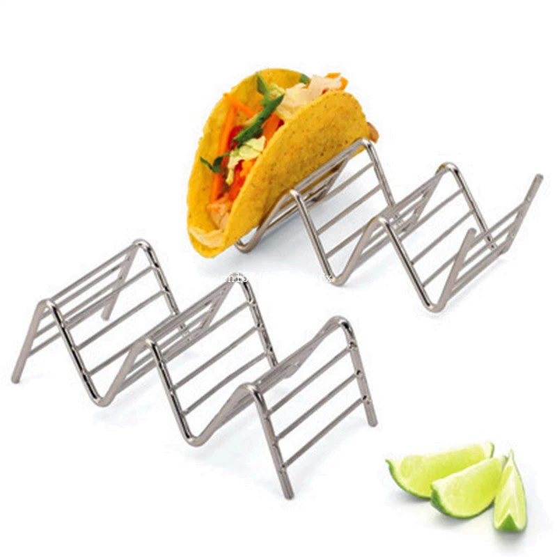 

50pcs Stainless Steel Taco Holder Taco Stand Rustproof Rack Bracket Tray Style for Baking Dishwasher DHL Fedex Free Shipping