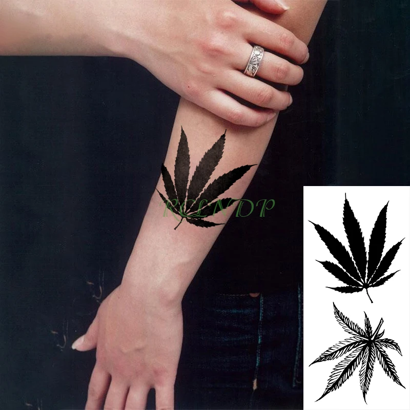 Waterproof Temporary Tattoo Sticker  Maple leaf Fake Tatto  Flash Tatoo Leg Arm Hand for Girl Women Men Big size Body Art