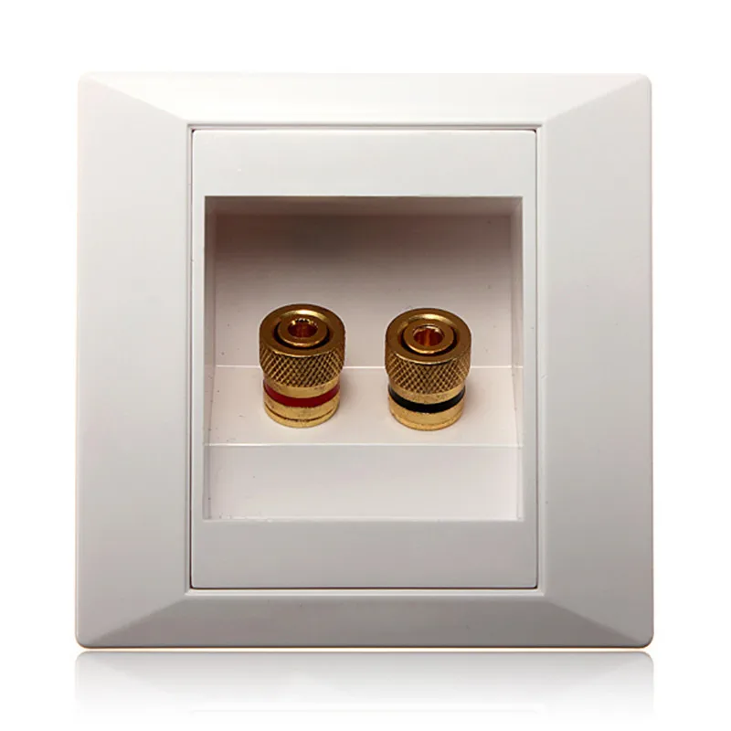 2 Binding Post Banana Plug Gold Plated Audio Jacks Wall Plate Panel Two Speakers Interface 86mm x 86mm