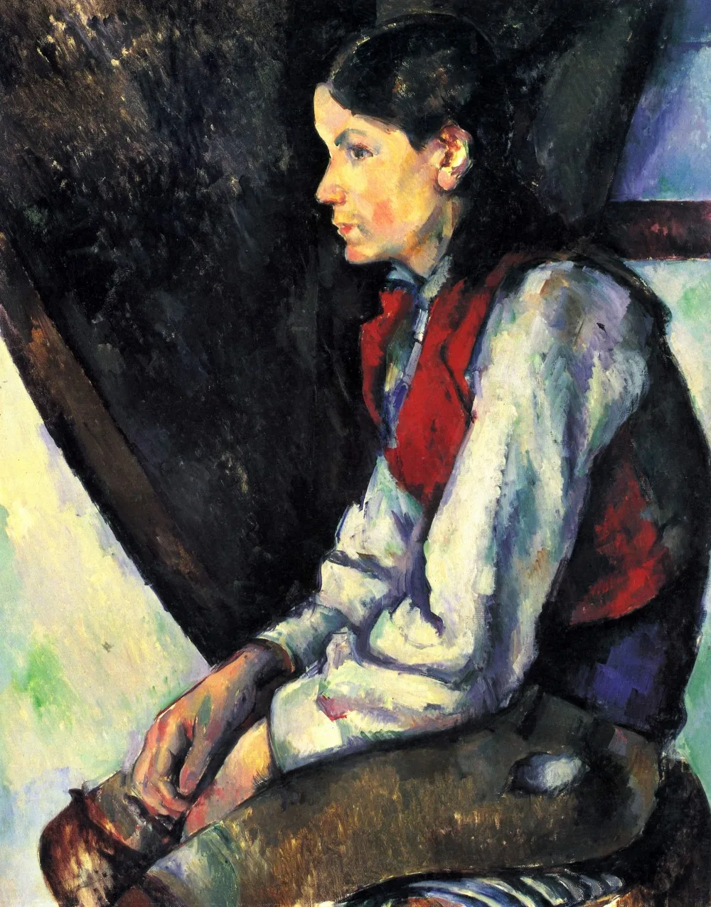 

oil paintings,Handmade Oil Painting Reproduction on linen canvas,boy-in-a-red-vest-1890 BY paul Cezanne,Landscape oil painting