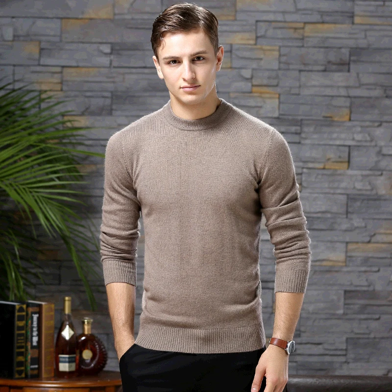 

Ailaile Winter Thick Sweater Men O-Neck Long Sleeve Brand Merino Wool Pullover Soft Knitted Loose Formal Threaded Tops