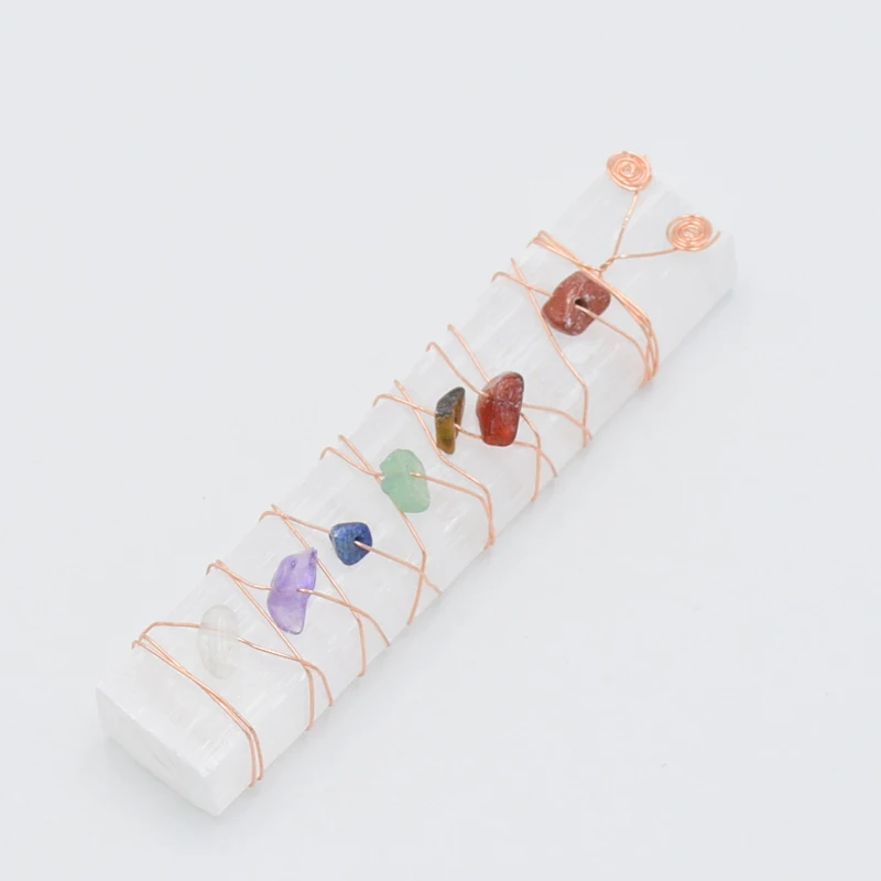 New 7 Chakra Chips Stone Natural Selenite Sticks Wand Raw Rough Irregular Crystal Specimen for Healing Reiki Chakra Home Decor