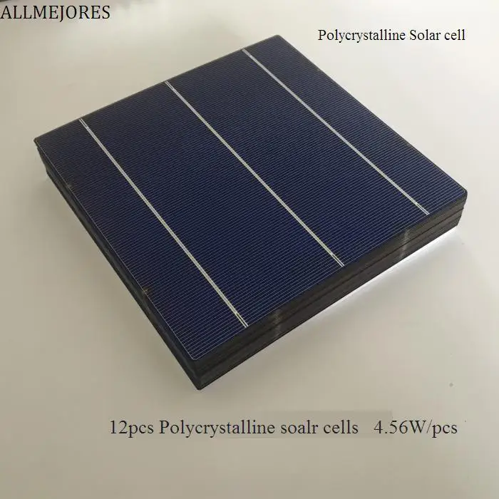 12pcs 0.5V Solar cells Polycrystalline 4.46W/pcs 156mm photovoltaic solar cell for diy 6V Solar panel charger power bank