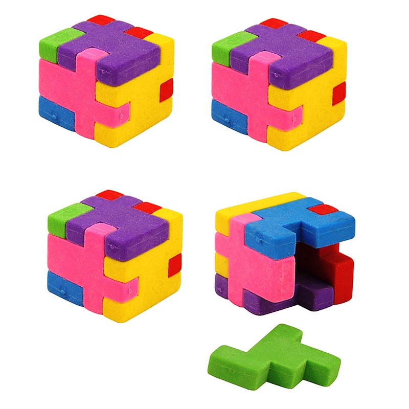 Free ship  6 12 24 Creative Cute Children School Puzzle Cube Eraser for Kids Party Loot Bag Pinata Filler Rewards Prize favors