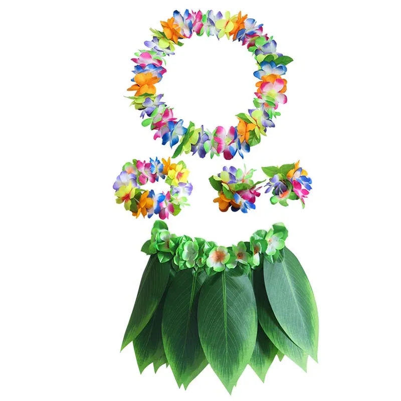 5pcs/set children Turtle Leaves Hawaiian Dance Costumes girls Hula Skirt Hawaiian Party  Grass Clothing Dress jungle costume image 5