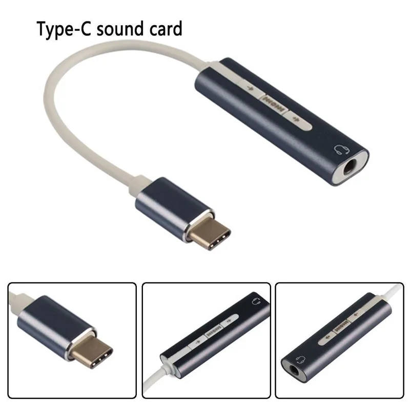 7.1 CH USB 유형 C 3.1 사운드 카드-3.5mm AUX 스테레오 이어폰 헤드폰 잭 어댑터 외부 케이블 범용 유형-C HIFI