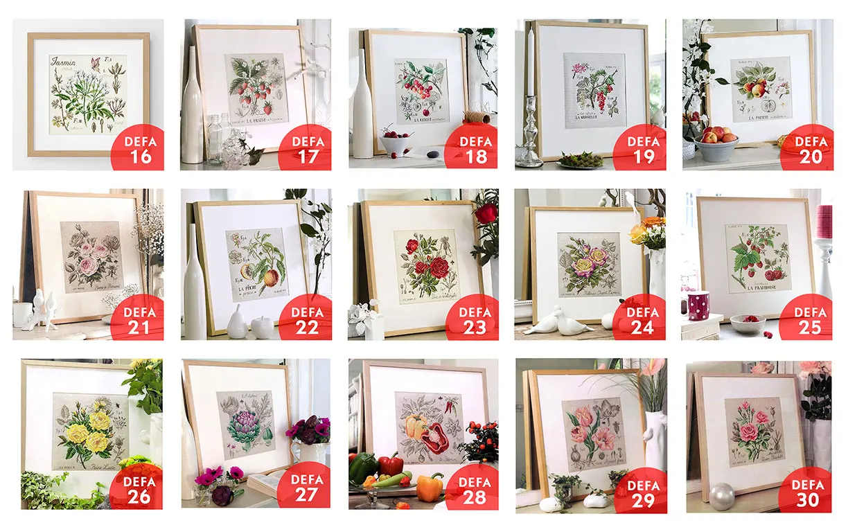 Fishxx New 14CT Milk Cloth Kit Flower Still Life Print Cross Stitch Home Hand Embroidery DEFA16-30 Beautiful Flowers