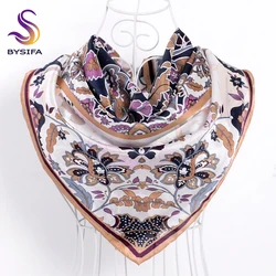 Ladies Khaki Scarves Wraps Fashion Apparel China Style Floral Design 100% Silk Twill Square Scarf Shawl 90*90cm Spring Muffler