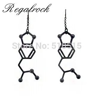 Gothic Black MDA Chemical Molecule Earring Formula structure Stud Fashion Hot Ear Pendant Punk Jewelry