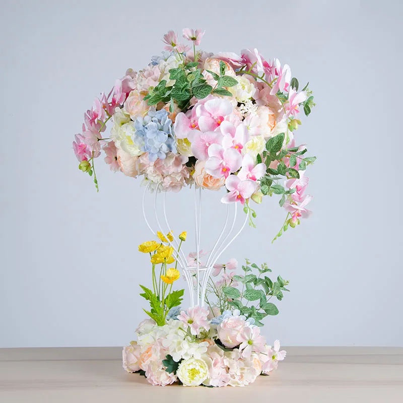 artificial flower ball hydrangea rose wreath wedding decorative iron stand frame party road lead decoration peony silk flower