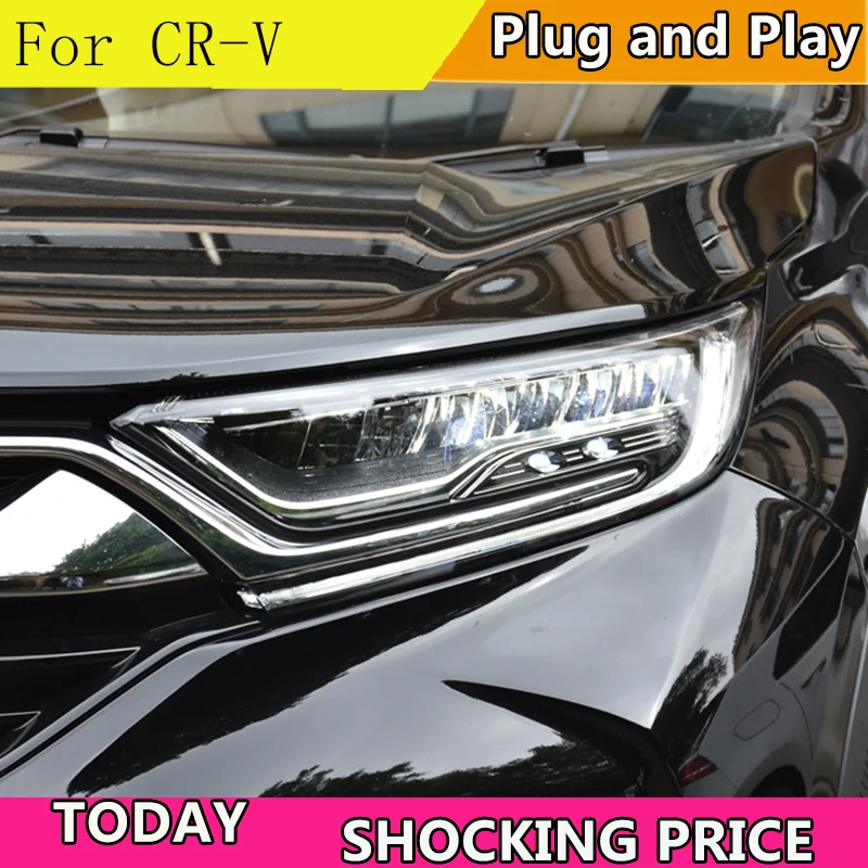 Car Styling Head Lamp for CR-V Headlights 2017-2018 CRV LED Headlight LED DRL D2H Hid Option Angel Eye Bi Xenon Beam