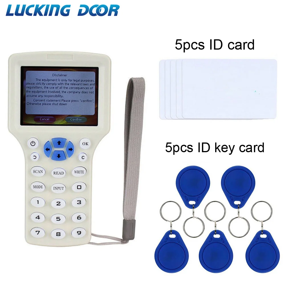 

LUCKING DOOR full frequency RFID Copier ID IC Reader Writer copy M1 13.56MHZ Duplicator Copier+10pcs ID Card IC Card