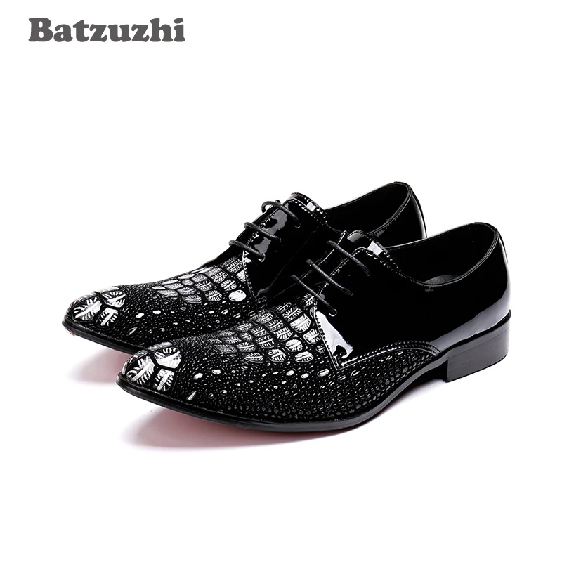 

Batzuzhi Italian Type Mens Shoes Lace-up Black Leather Dress Shoes Men Formal Business Leather Shoes Zapatos Hombre, Big Sizes