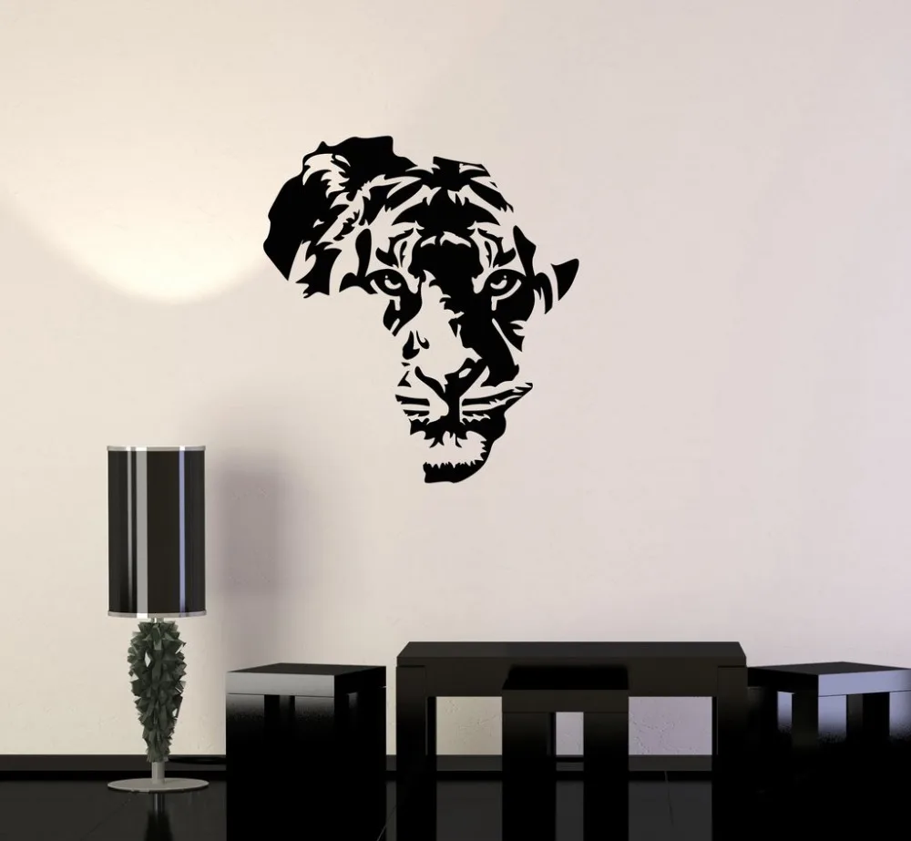 Tiger Animal Africa Map Wall Stickers Removable Vinyl Wall Decal Decor Kids Room Living Room Wall Stickers Decor Mural SA171