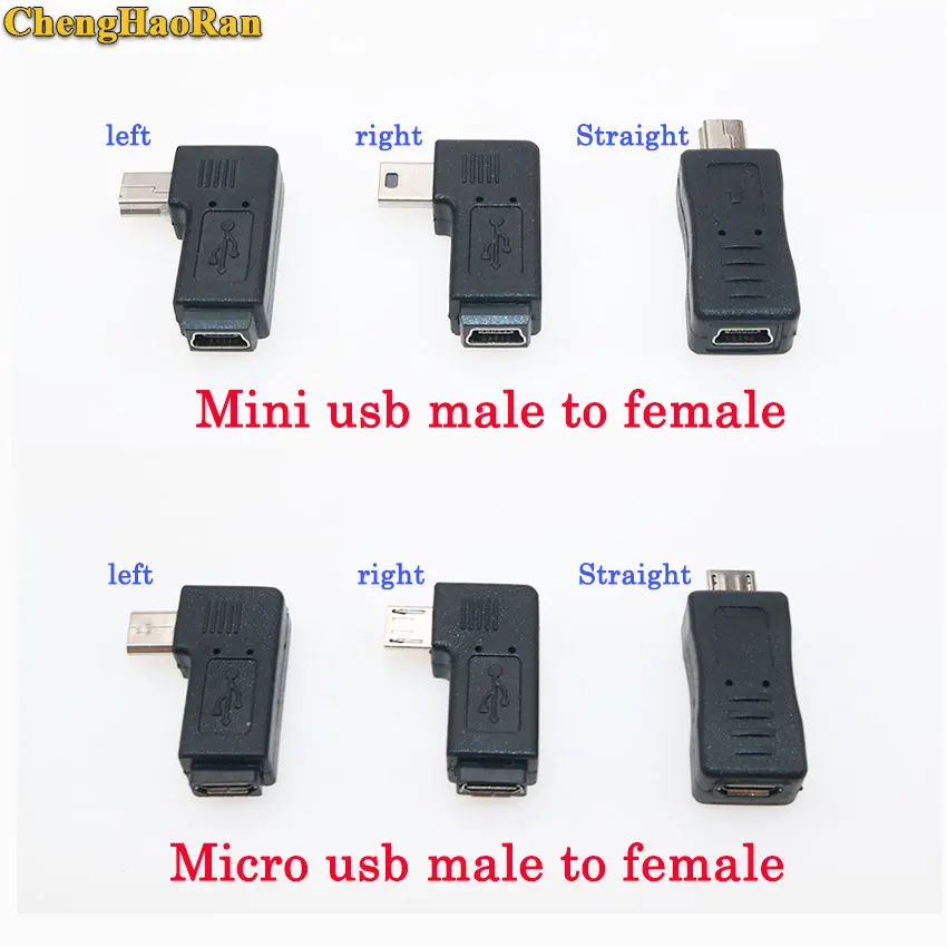 

ChengHaoRan mini micro USB male to female connector 90 Degree micro extend adapter Right Left Straight Angle Micro mini usb jack
