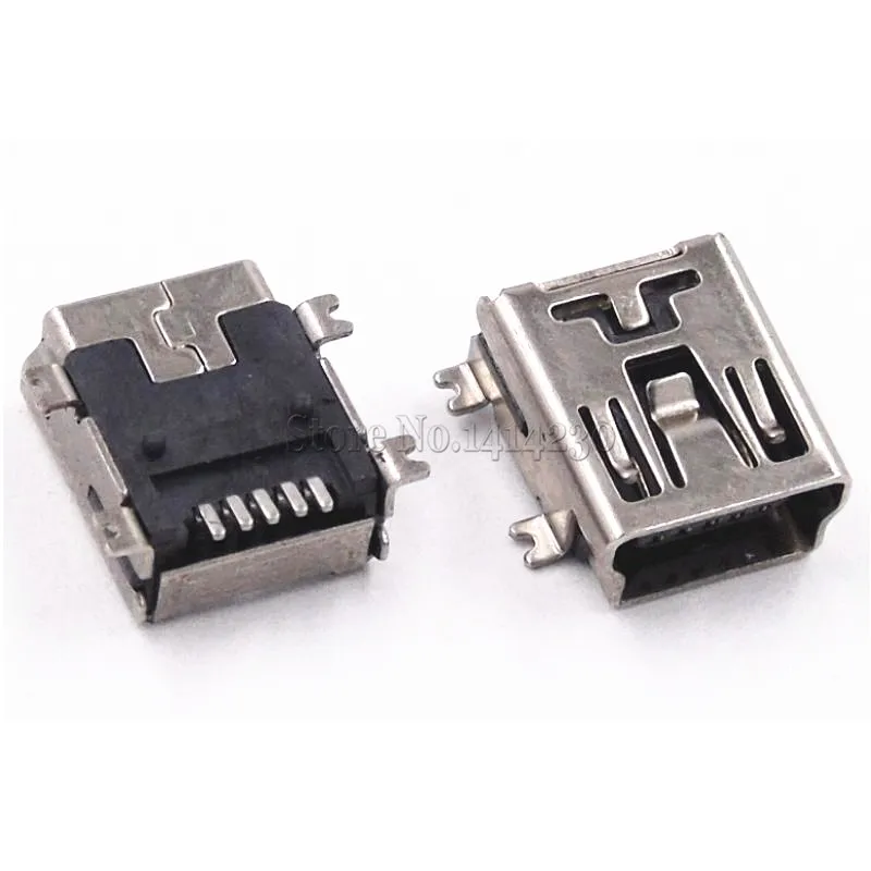 Mini USB SMD 5 Pin hembra Mini B enchufe conector, 10 piezas