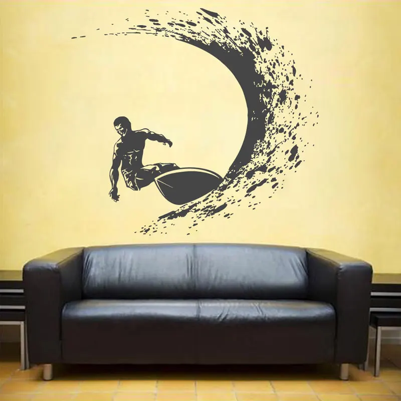 Surfing Wall Decals Surfer Wall Sticker Surfing Sports Decals Surfboard Wall Decals Waves Wall Decals For Boy's Beadroom YD25