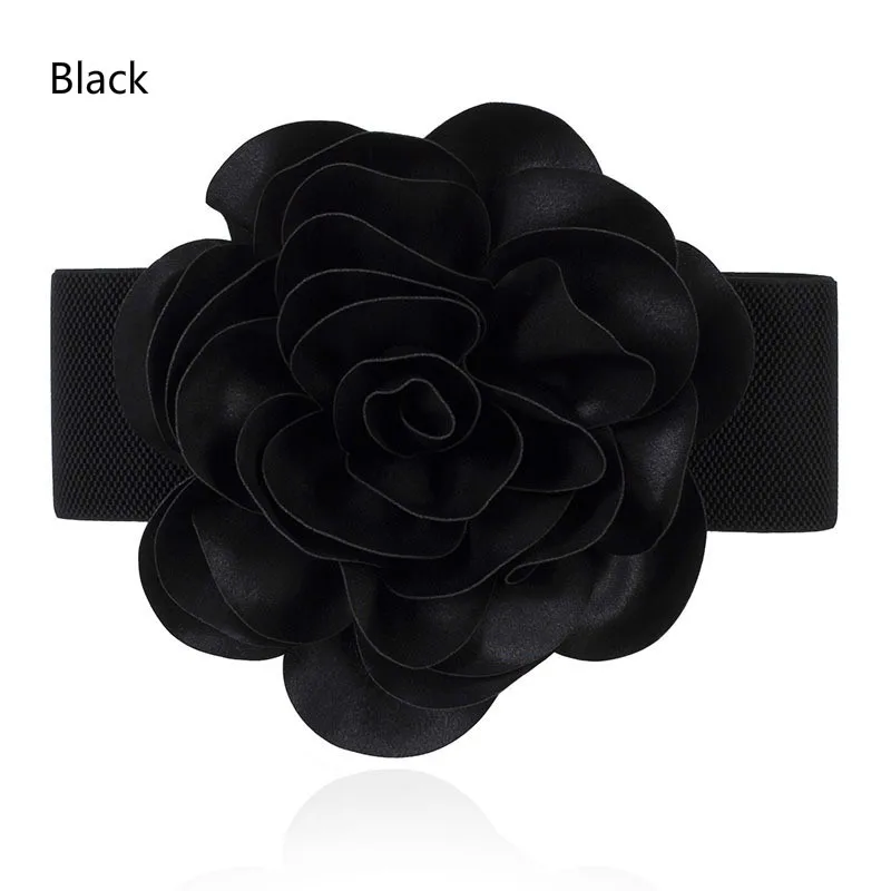 Korean Super Big Chiffon Flower Dress Belt For Women Fashion Elasic Band Wide Brim Fabric Floral Dress Waistline Corset Belt