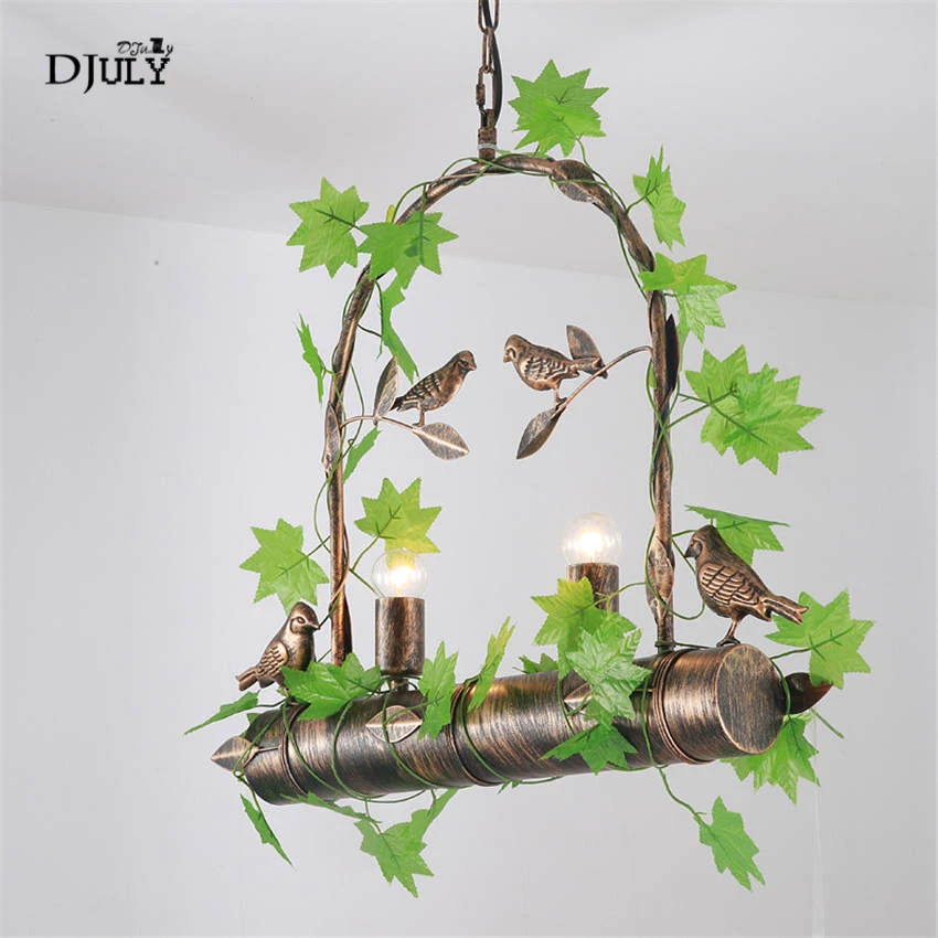 

art deco Bird standing plant garden pendant lights for restaurant coffee bar industrial dining room lights loft led hanging lamp