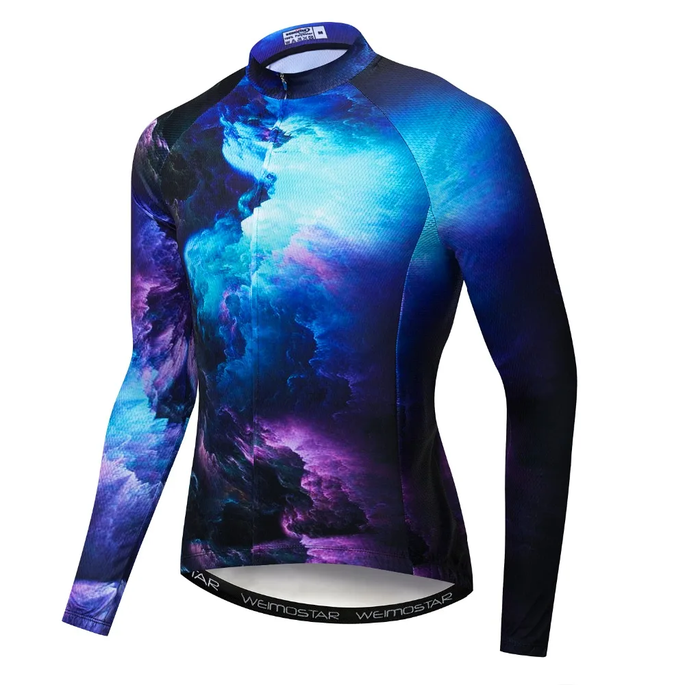 3D Cycling long Sleeve Jersey men's Bike Jerseys Mountain road MTB bicycle Blouse sportswear maillot Racing tops Purple 2019