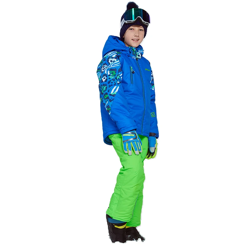 Detector Winter Thicken Boys Clothing Outdoor Set Snowboard Ski Set Jacket Pants Winter Twinset Suitable -20-30 degree