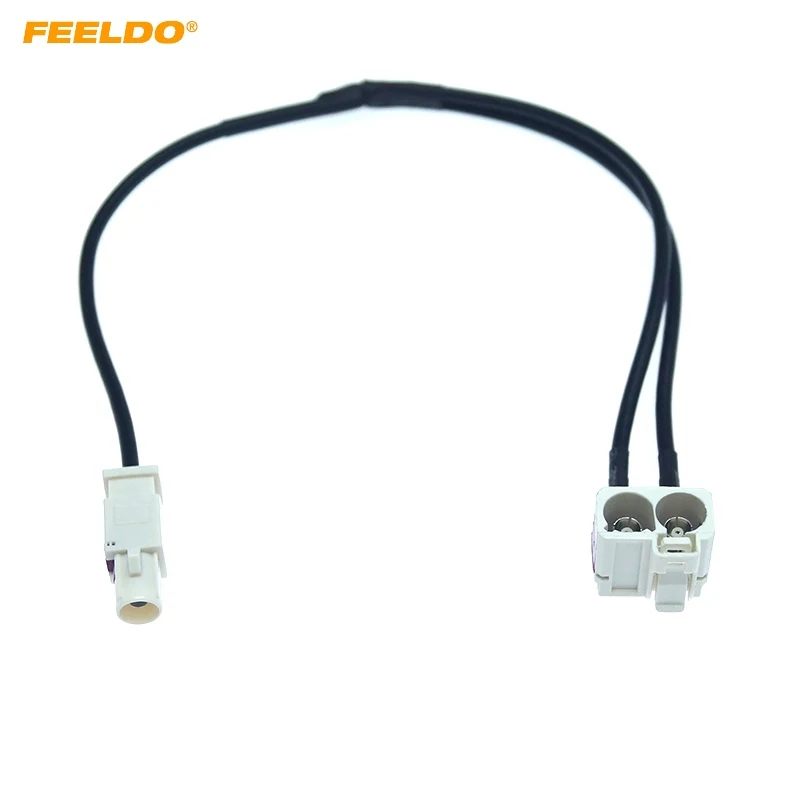 FEELDO 1PC For VW Head Unit FAKRA 2In1 Diversity Resume Convertor Splitter Wire Harness For RNS510 RCD510+ Antenna Radio Adapter